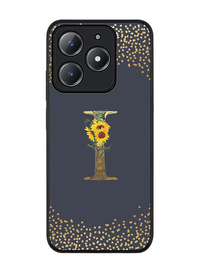 Stylizedd For Realme C63 / Realme C61 4G Case,Slim fit Camera Protection, Shockproof Thin Phone cover  - Custom Floral Monogram - I  (Grey ) - Image 1