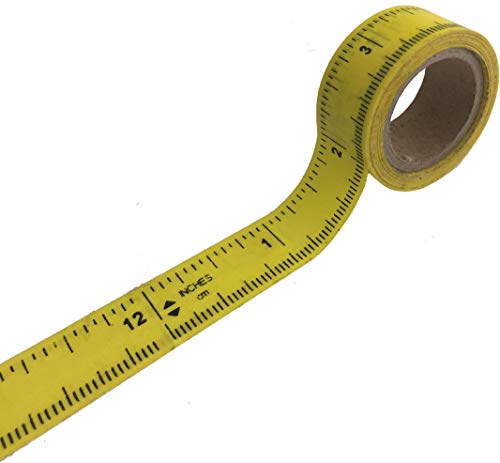 iCraft PeelnStick Removable Adhesive Ruler Tape, 12 inch Repeating Imperial (inch) + Metric (cm) Measurements, Yellow, Easy Tear Perforations Every 12in, roll is 1/2 in x 10 yds - Image 2