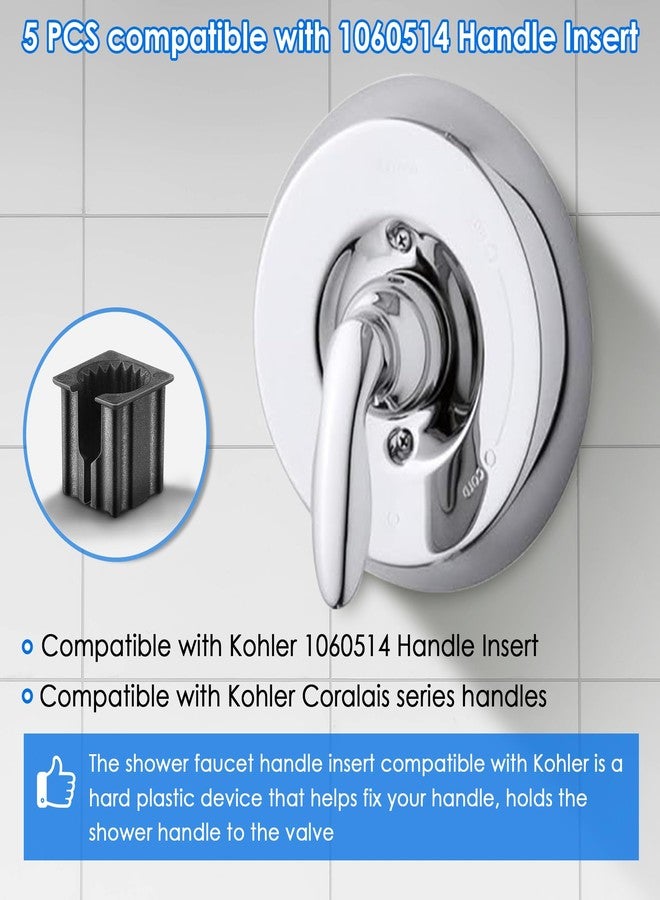 Dreyoo 5 Pcs Shower Faucet Handle Insert Compatible with Kohler, 1.5cm x 1.4cm x 1.2cm Shower Handle Parts Compatible with Kohler 1060514, Easy to Install - Image 2