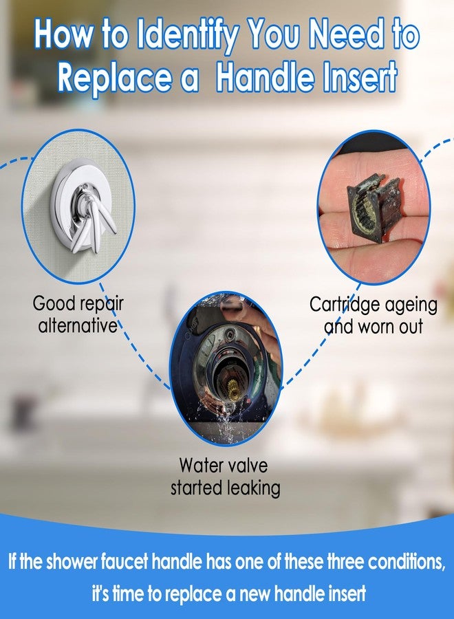 Dreyoo 5 Pcs Shower Faucet Handle Insert Compatible with Kohler, 1.5cm x 1.4cm x 1.2cm Shower Handle Parts Compatible with Kohler 1060514, Easy to Install - Image 5