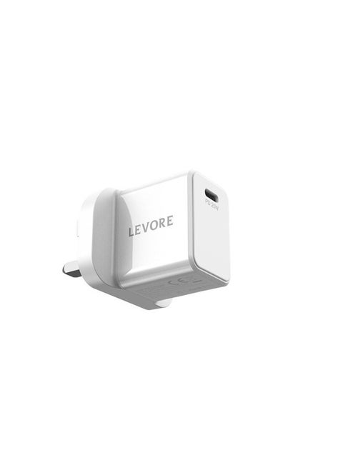Levore Wall Charger 25W USB-C PD Adapter - White