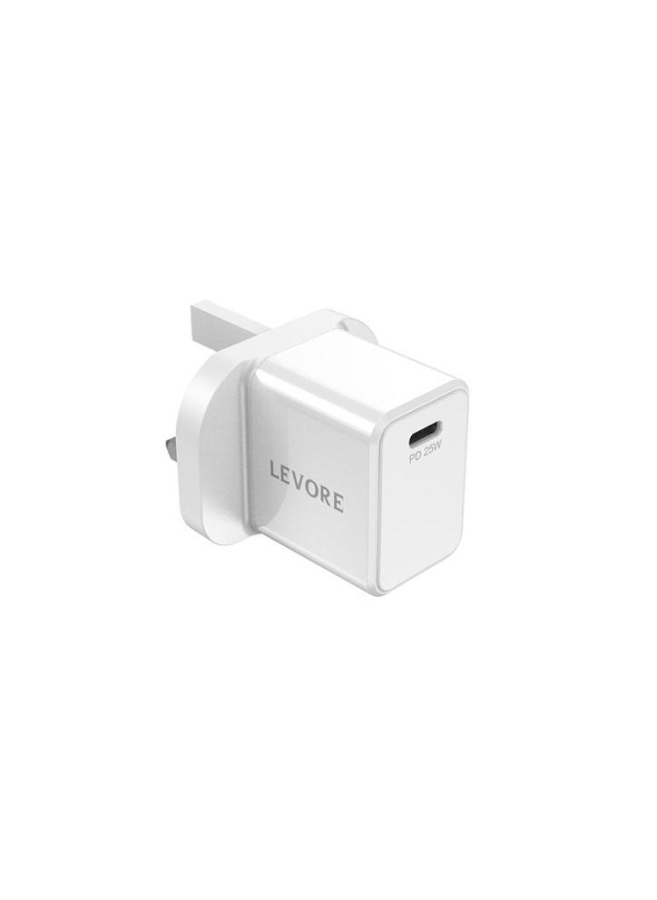 Levore Wall Charger 25W USB-C PD Adapter - White