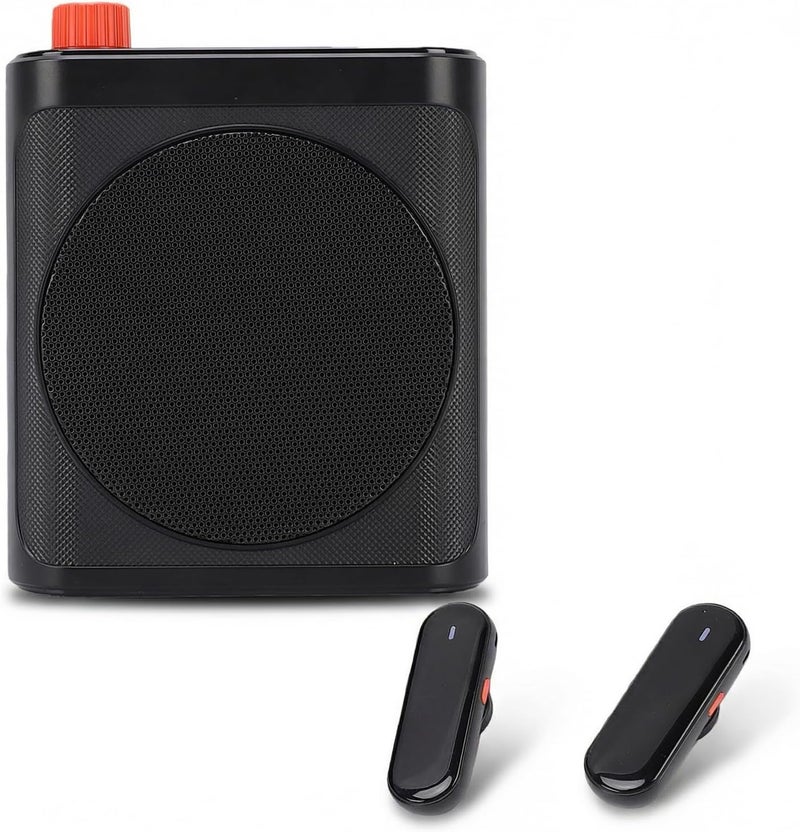 Voice Amplifier with 2 Wireless Lavalier Microphones, Bluetooth Magnetic Clip On Mics, Portable Rechargeable Speaker, for Teaching (Black) - Image 1