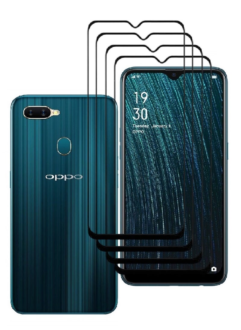 AINA 4 قطع واقي شاشة زجاجي مقسى مصمم لـ Oppo A5s تغطية كاملة من الحافة إلى الحافة مع لاصق كامل وخالي من الفقاعات - Image 1