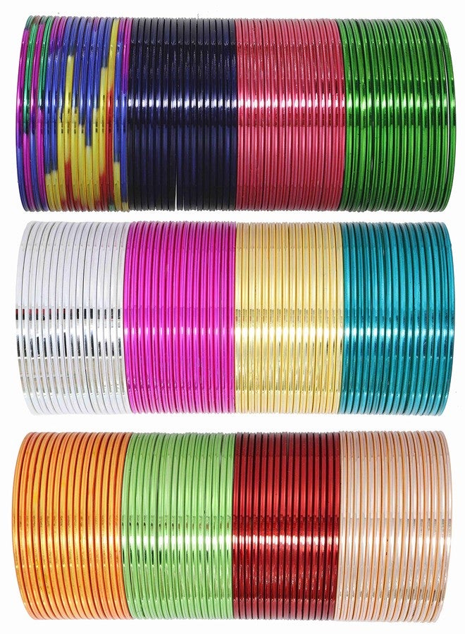 ZULKA Non-Precious Metal with Multicolour Shining Plain Bangles Set For Women and Girls, (Multicolour_2.4 Inches), Pack of 192 Bangles - Image 2
