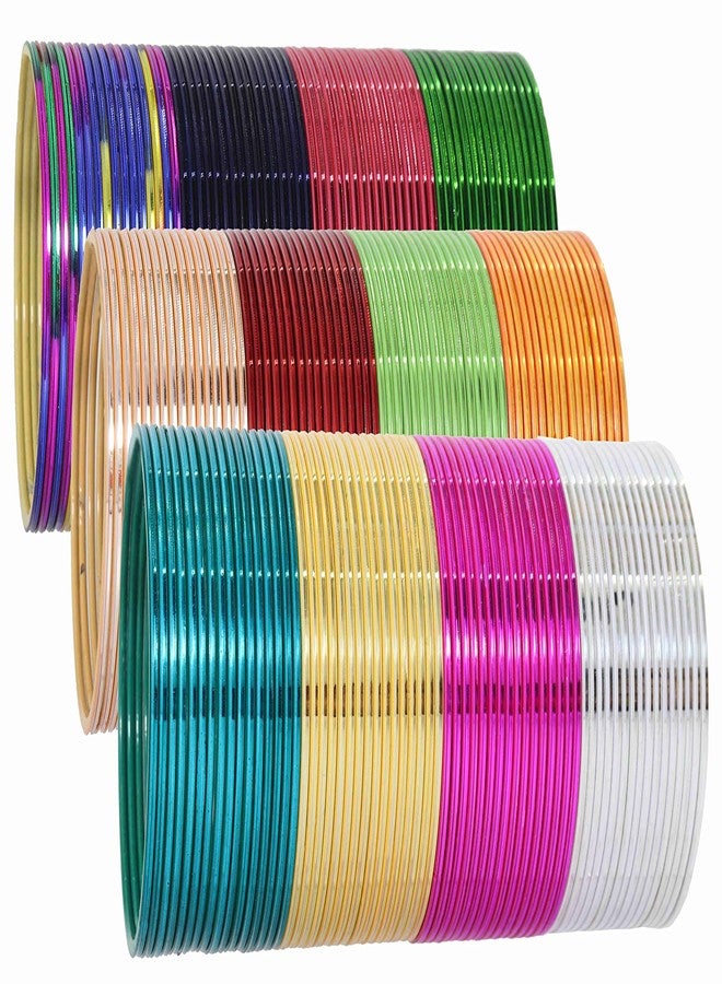 ZULKA Non-Precious Metal with Multicolour Shining Plain Bangles Set For Women and Girls, (Multicolour_2.4 Inches), Pack of 192 Bangles - Image 5