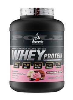 التغذية القطب بروتين مصل الحليب بنسبة 100% من Pole Nutrition، 25 جرامًا من البروتين لدعم العضلات والتعافي - آيس كريم نابوليتان، 5 أرطال (76 حصة)  - Image 1