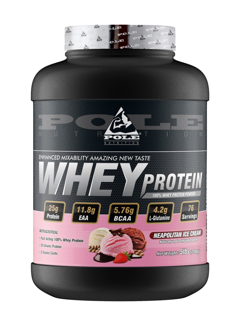 POLE NUTRITION 100% Whey Protein, 25 Grams of Protein for Muscle Support and Recovery - Neapolitan Ice Cream, 5lbs (76 Servings) - Image 1