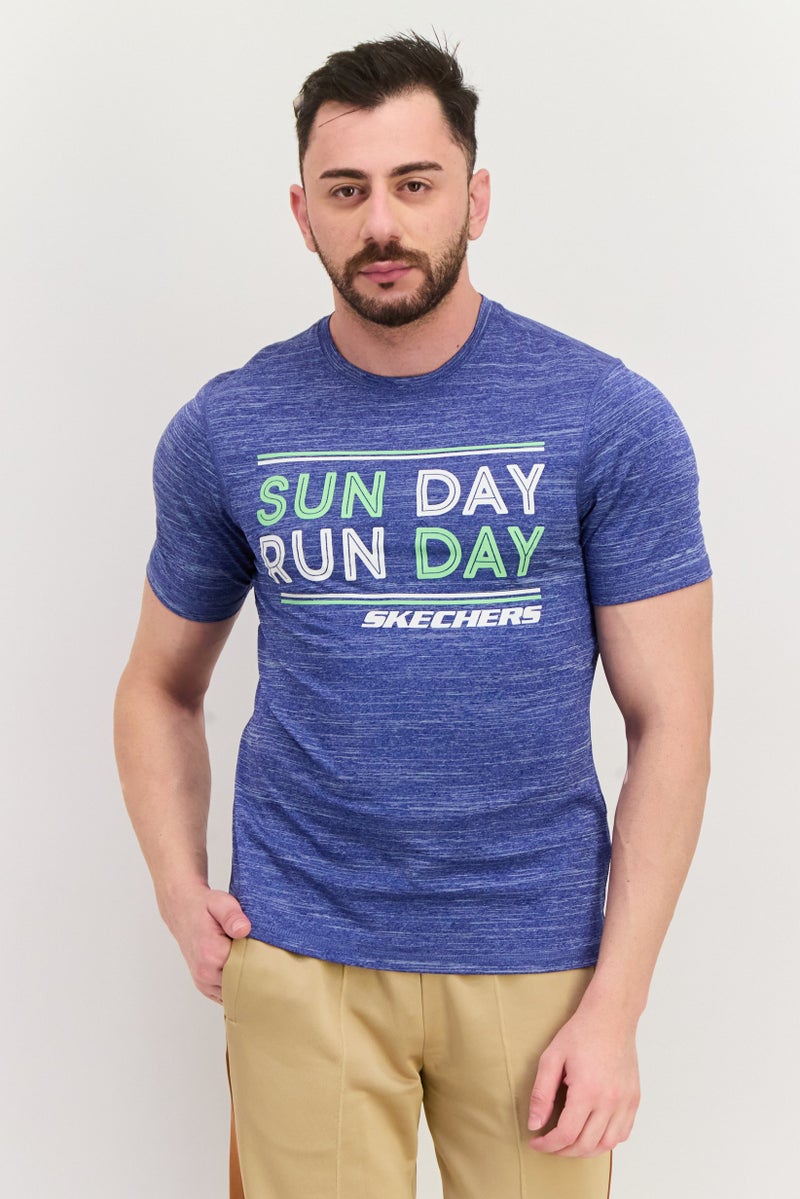 SKECHERS Men Sportswear Fit Short Sleeves Running T-Shirt, Blue - Image 1