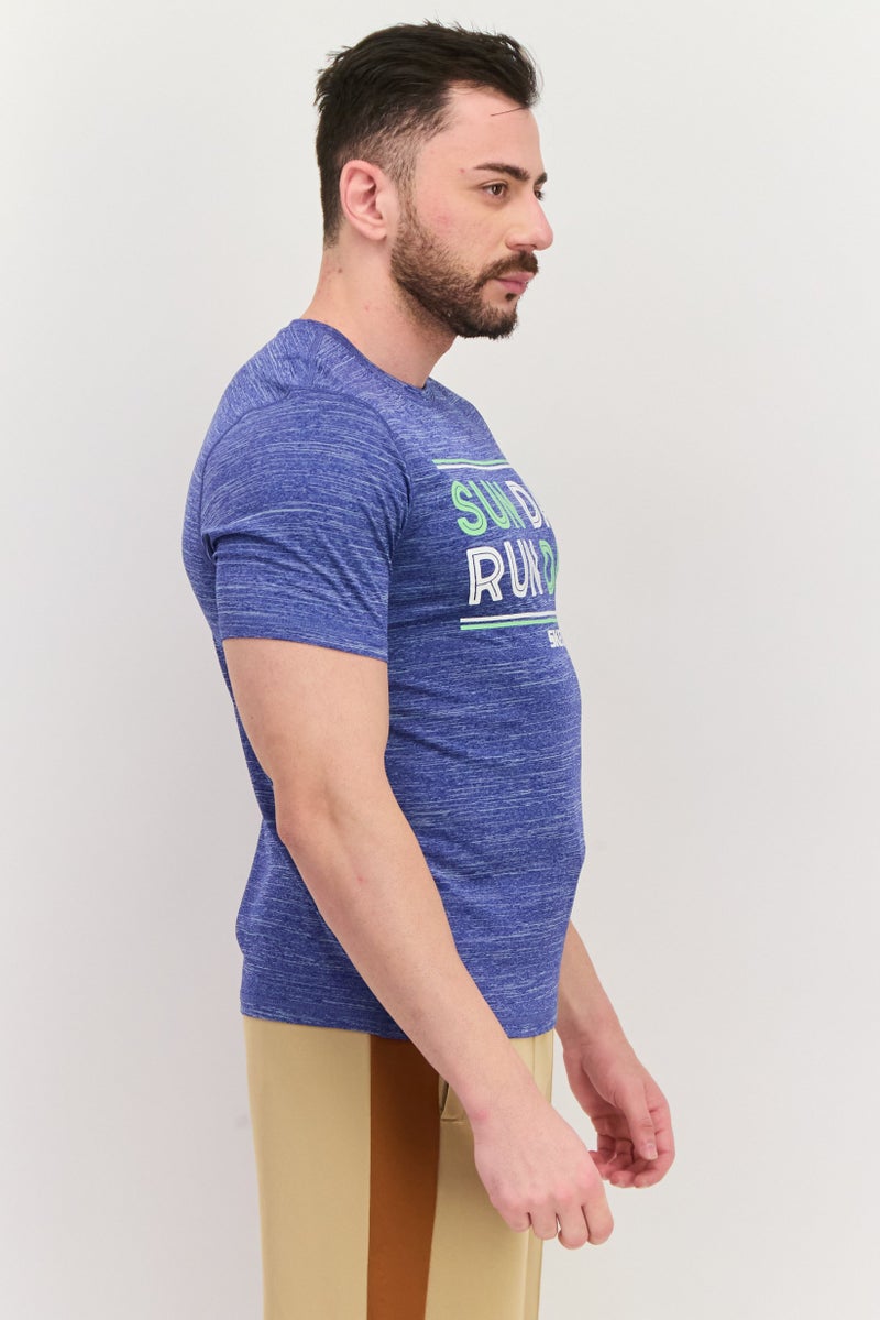 SKECHERS Men Sportswear Fit Short Sleeves Running T-Shirt, Blue - Image 2