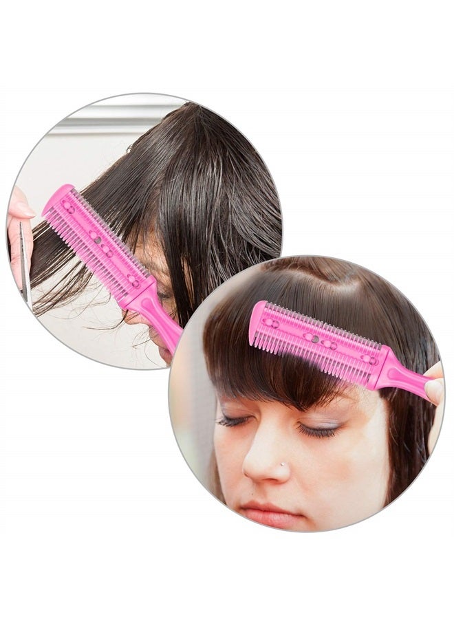 Maitys 3 Pieces Razor Comb with 10 Pieces Razors, Hair Cutter Comb Cutting Scissors, Double Edge Razor, Hair Thinning Comb Slim Haircuts Cutting Tool (Green, Purple, Pink) - Image 4
