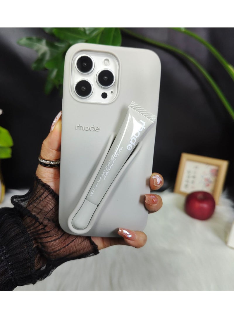 رود حامل شفاه من السيليكون للهواتف المحمولة، غلاف لاصق لملمع الشفاه، حامل شفاه لاصق، جراب خلفي للهاتف، حامل لاصق لهواتف iPhone (رمادي فضائي) - Image 2