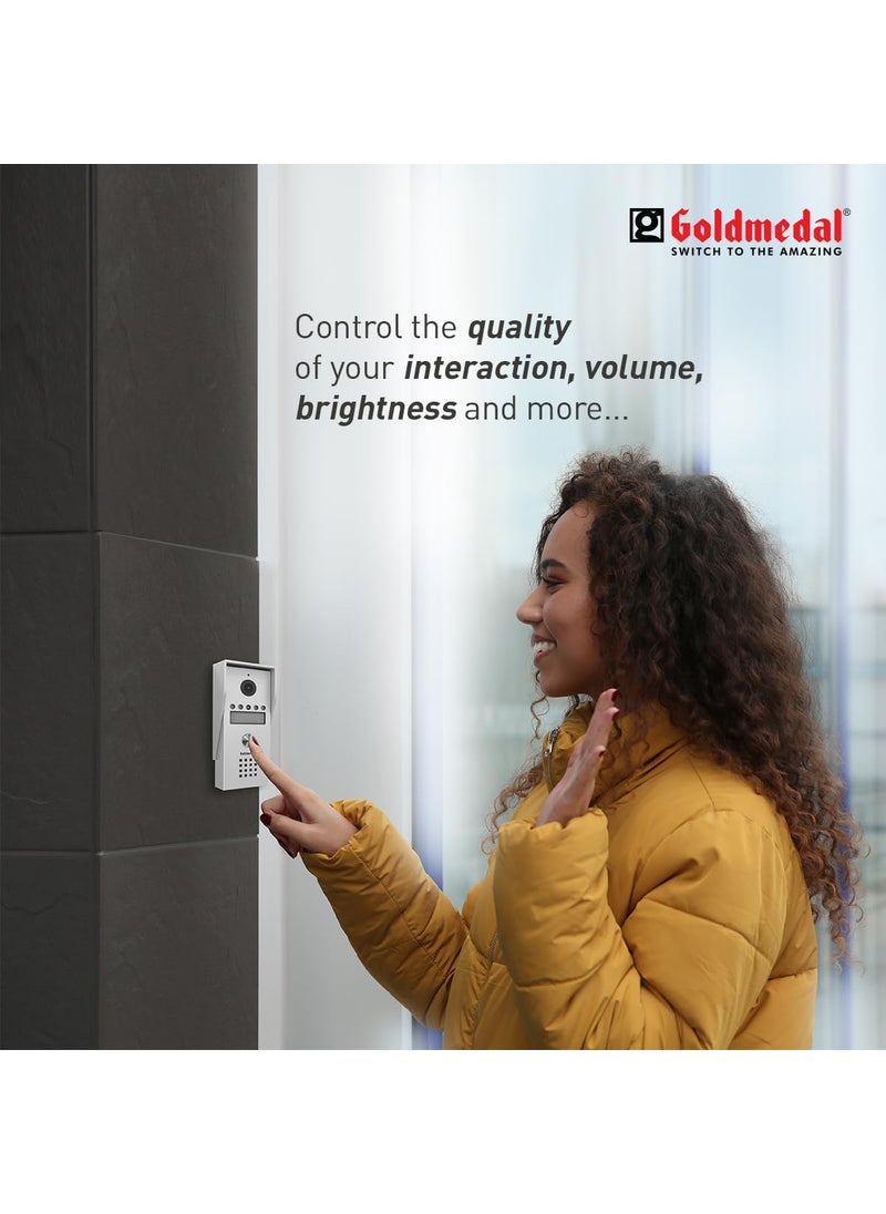 GOLD MEDAL - Goldmedal iSecure 07 Analog Door Phone Kit High Resolution LCD 7 inch Screen Indoor Monitor with Touch Buttons Voice Control Option Option to Unlock Electric Gate Lock Pack of 1 Silver - Image 1