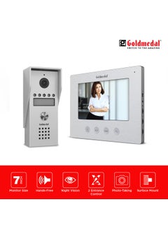 GOLD MEDAL Goldmedal iSecure 07 Analog Door Phone Kit High Resolution LCD 7 inch Screen Indoor Monitor with Touch Buttons Voice Control Option Option to Unlock Electric Gate Lock Pack of 1 Silver  - Image 2