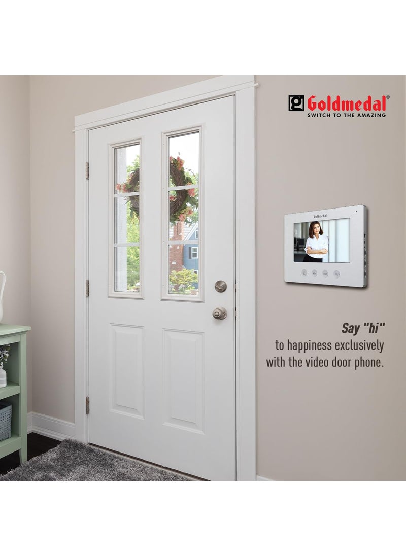 GOLD MEDAL - Goldmedal iSecure 07 Analog Door Phone Kit High Resolution LCD 7 inch Screen Indoor Monitor with Touch Buttons Voice Control Option Option to Unlock Electric Gate Lock Pack of 1 Silver - Image 1