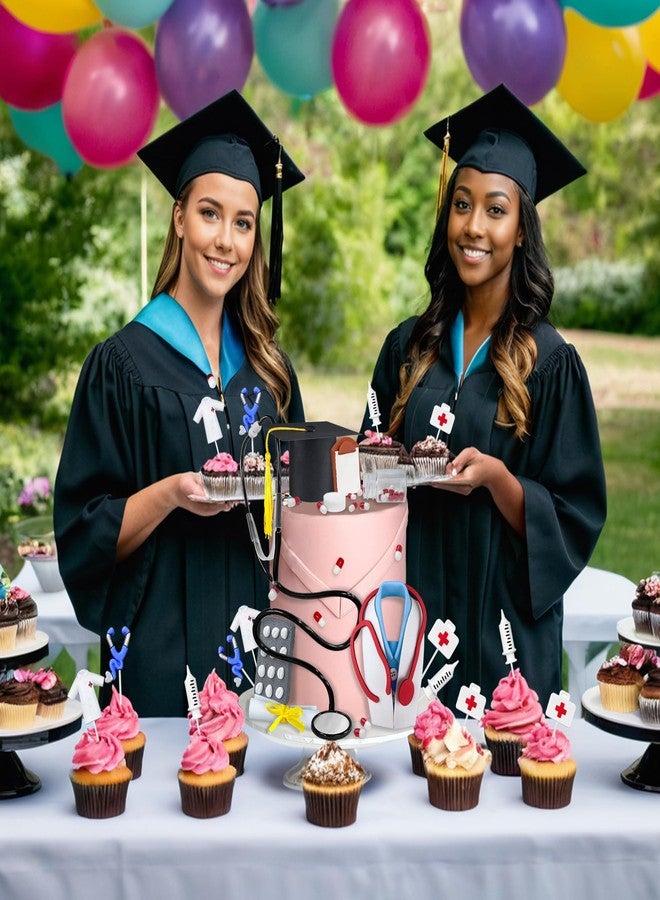 RASSLISA 21 قطعة من زينة تزيين كعكة التخرج على شكل طبيب ممرض لمستلزمات حفلات التخرج - Image 4
