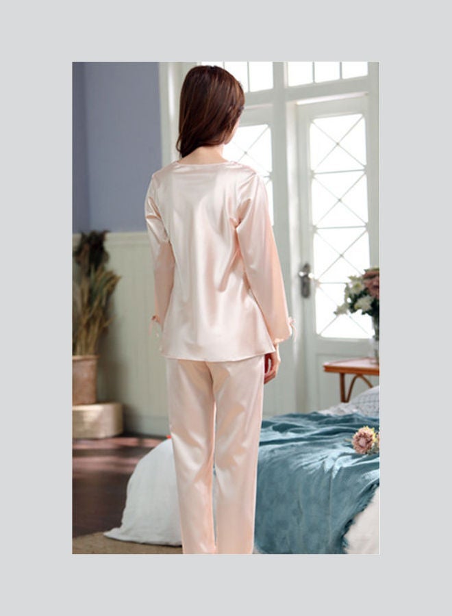 NIBEMINENT 2-Piece Floral Square Collar Pyjama Set Beige  - Image 3