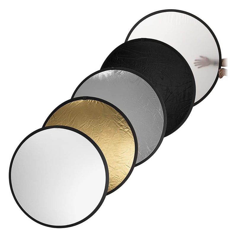Fotodiox Pro 5in1 Reflector 42in 100cm Premium Grade Collapsible Disc SilverGoldBlackWhiteDiffuser