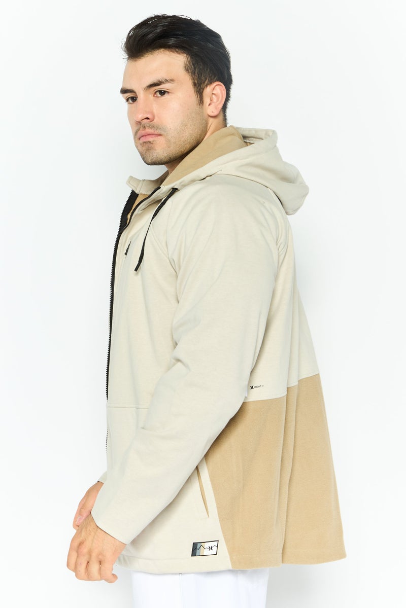 Hurley Men Sportswear Fit Long Sleeve Outdoor Hoodies, Cream - Image 4