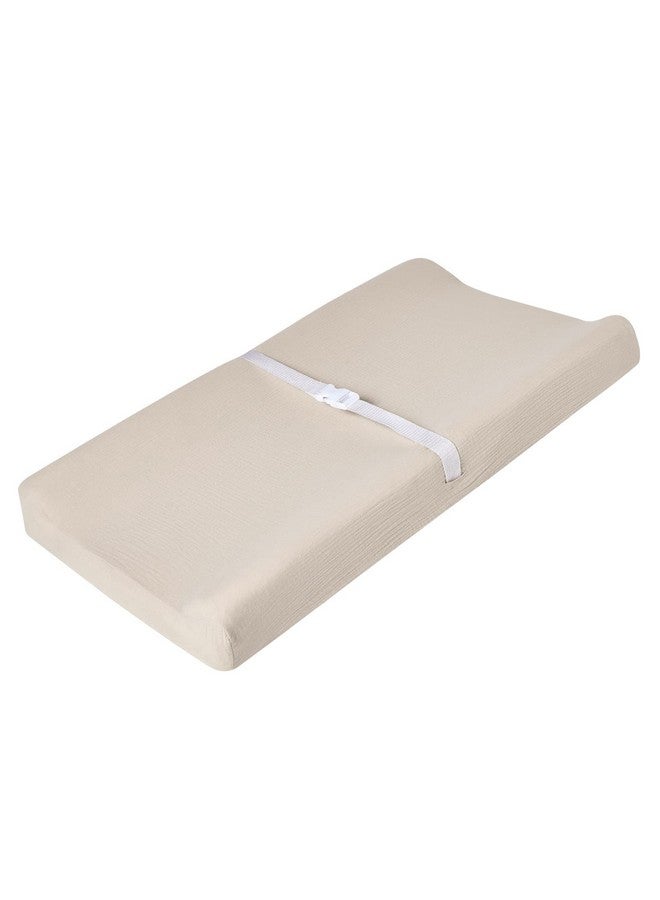 QUENESS Muslin Changing Pad Cover for Baby Boys Girls, Ultra Soft Breathable Diaper Changing Table Pad Cover, Neutral Fitted Changing Pad Sheets - Image 1