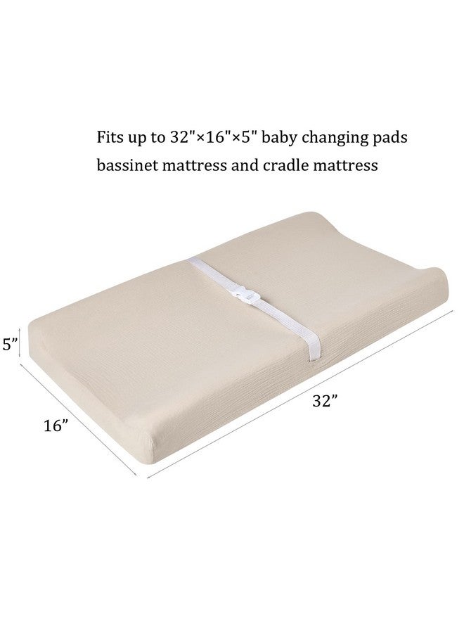 QUENESS Muslin Changing Pad Cover for Baby Boys Girls, Ultra Soft Breathable Diaper Changing Table Pad Cover, Neutral Fitted Changing Pad Sheets - Image 3