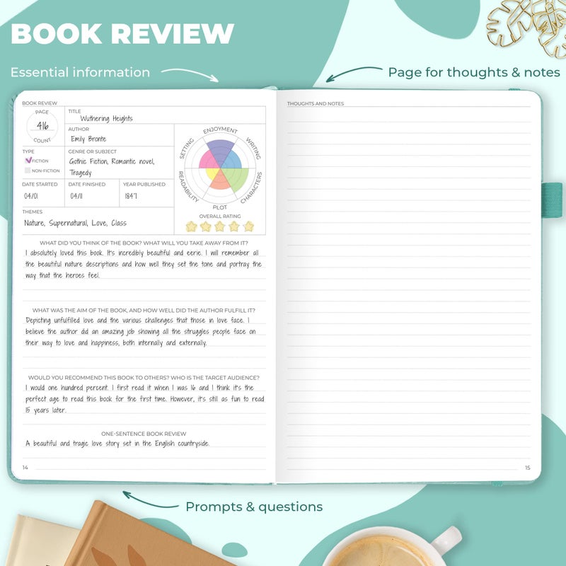 Clever Fox Reading Journal â€“ Book Review Log â€“ Gift Accessories for Reading Lover â€“ Book Journal for Kids & Adults â€“ A5, 5.8â€x8.3â€ (Mint Cream) - Image 4