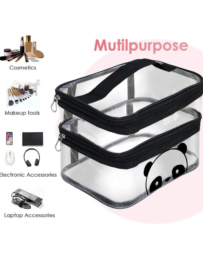 BURNINGFIRE Transparent PVC 2 Zipper Double Layer Large Bag, Travel Cosmetic Case, Toiletry Organizer, Travel Cosmetic Bag Pouch for Girls, Shaving Kit Toiletry Bag, Size- 26x17x 17.5cm. (Black) - Image 4