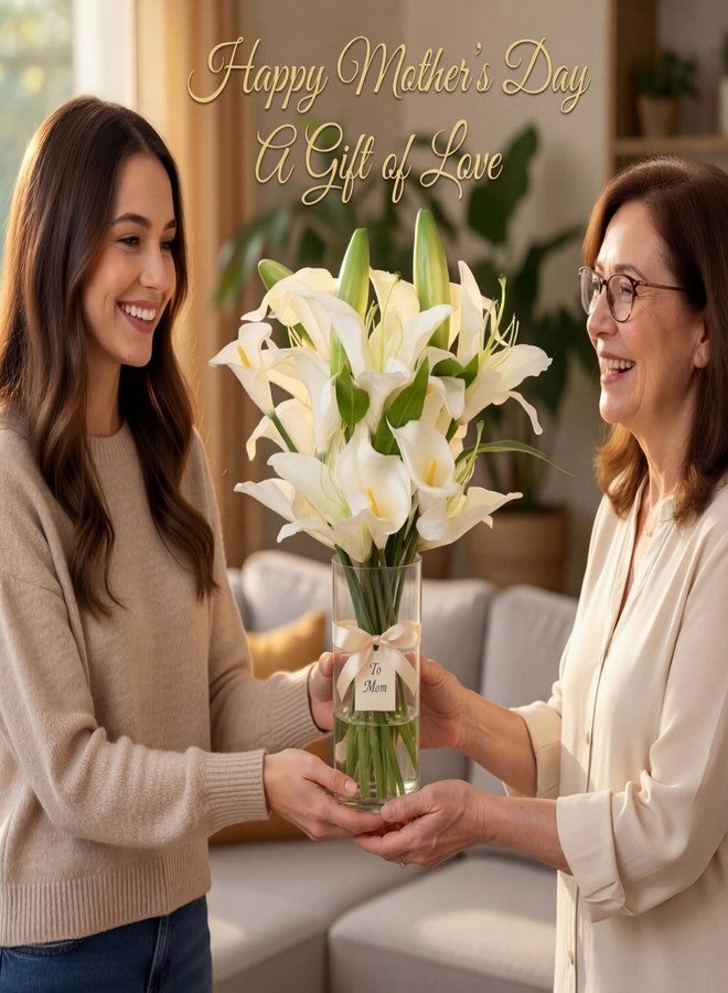 Singhoow 15.74 Inch Artificial Calla Lily Lily Flowers White Fake Flowers Green Bud with Faux Water Realistic Touch for Mother's Day Dining Room Centerpiece Table Wedding Spring Decor - Image 5