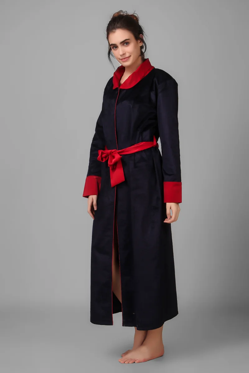 After Dark Yulia, Red & Blue Courduroy Gown