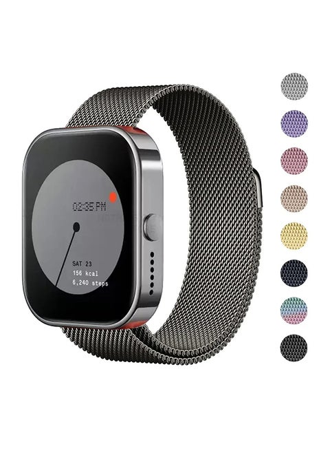 Milanese Single Loop Band For CMF by Nothing Watch Pro/Watch Pro 2 Watchband Bracelet, Metal Mesh Magnetic Folding Buckle Adjustable Replacement Straps- Black