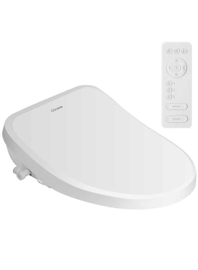 Clirass ZY1001A Electric Smart Bidet Toilet Seat, Warm Water and Adjustable Pressure, Elongated Heated Toilet Seat and Warm Air Drying, Slow Close Lid,Night Light,Wireless Remote,White (Elongated) - Image 1