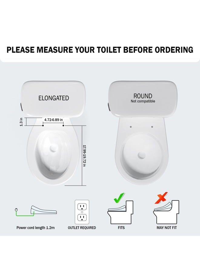 Clirass ZY1001A Electric Smart Bidet Toilet Seat, Warm Water and Adjustable Pressure, Elongated Heated Toilet Seat and Warm Air Drying, Slow Close Lid,Night Light,Wireless Remote,White (Elongated) - Image 2
