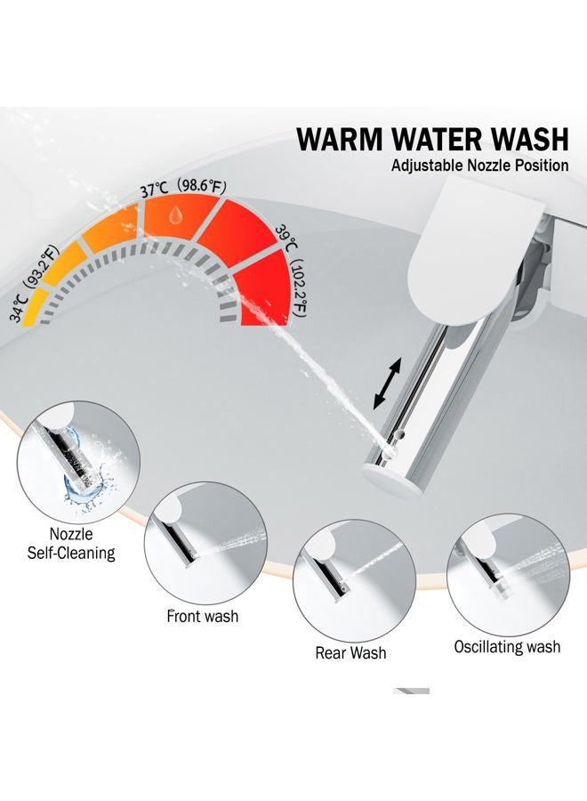 Clirass ZY1001A Electric Smart Bidet Toilet Seat, Warm Water and Adjustable Pressure, Elongated Heated Toilet Seat and Warm Air Drying, Slow Close Lid,Night Light,Wireless Remote,White (Elongated) - Image 3