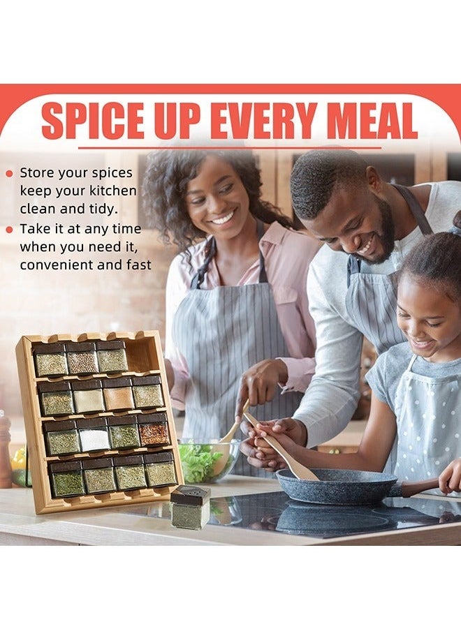 4 Tier Bamboo Spice Jar Organizer Excellent Tiered Wooden Spice Rack with 16 Pcs Empty Spice Jar