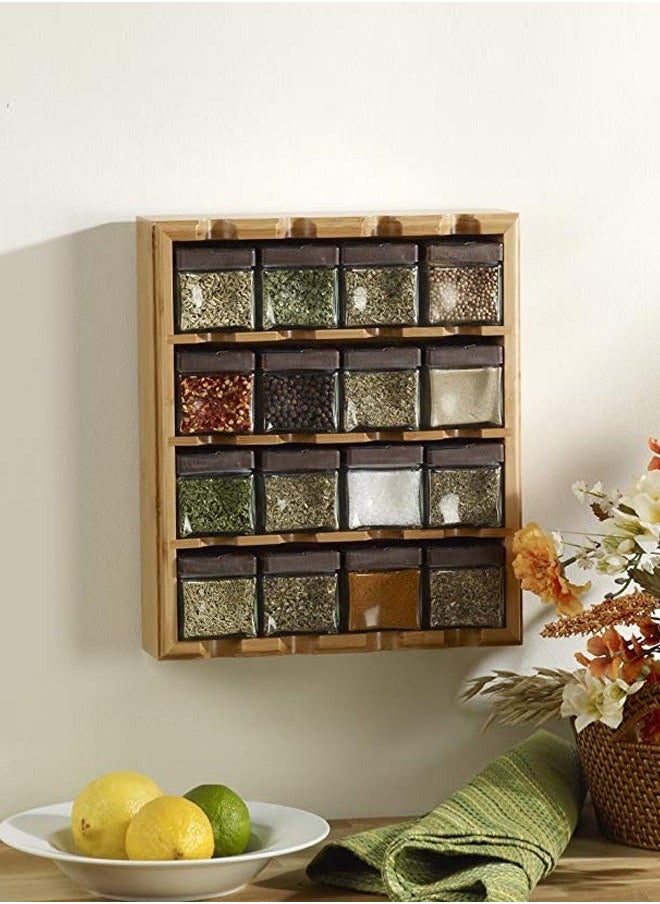 4 Tier Bamboo Spice Jar Organizer Excellent Tiered Wooden Spice Rack with 16 Pcs Empty Spice Jar