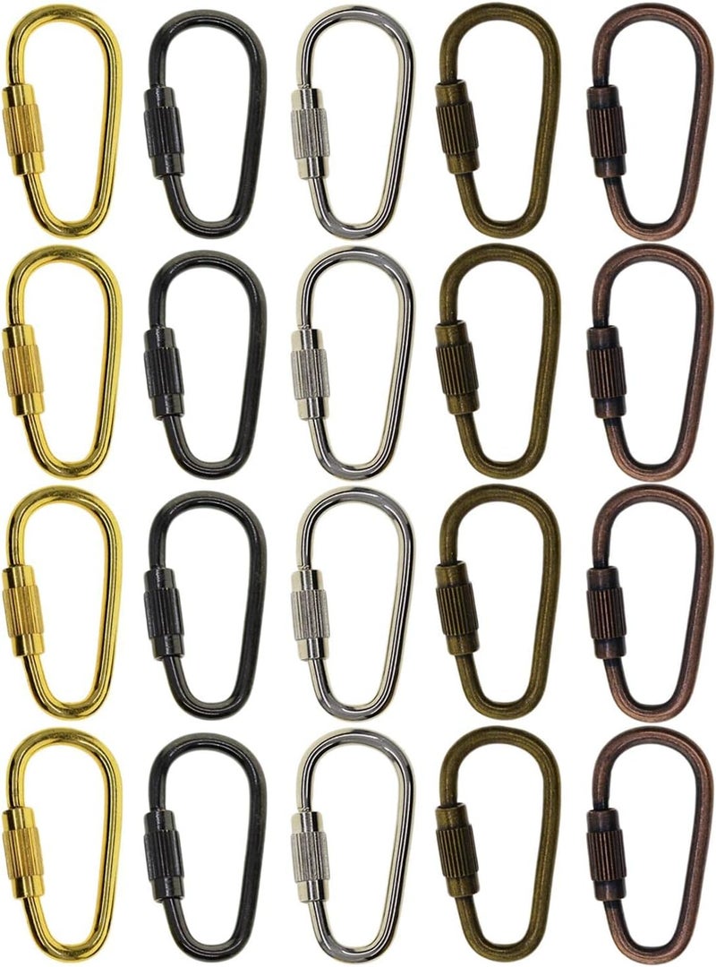 klarako 20PCS Small Locking Carabiner Clip Mini Locking Clips D Ring Lightweight Keychain Clips for Indoor Outdoor Use - Image 3