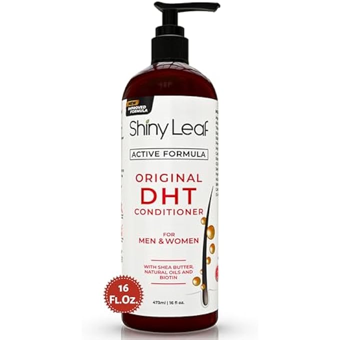 Shiny Leaf DHT BLOCKER CONDITIONER FOR HAIR LOSS WITH ROSEMARY AND GREEN TEA EXTRACTS, ANTI-HAIR LOSS CONDITIONER FOR HAIR GROWTH FOR MEN & WOMEN, FOR SOFTER & SMOOTHER HAIR, PARABEN & SULFATE FREE, 16 OZ - Image 1
