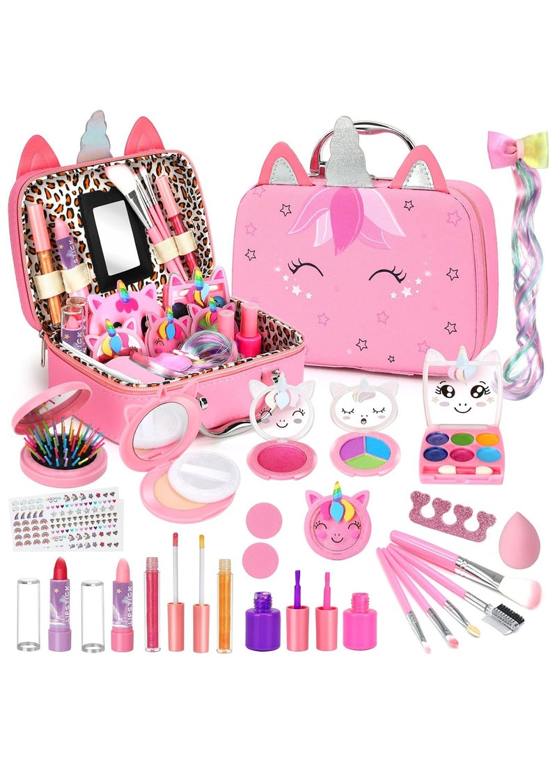 Chillspace Washable Unicorn Makeup Kit for Girls - Real Makeup Kit Kid Make up Set for Toddlers Children Princess Christmas Birthday Gifts Toys for 3 4 5 6 7 8 9 10 11 12 Year Old Girls  - Image 1