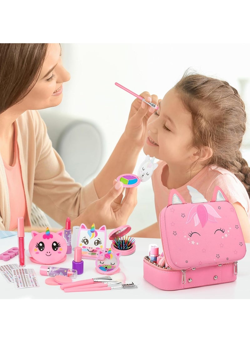 Chillspace Washable Unicorn Makeup Kit for Girls - Real Makeup Kit Kid Make up Set for Toddlers Children Princess Christmas Birthday Gifts Toys for 3 4 5 6 7 8 9 10 11 12 Year Old Girls  - Image 2