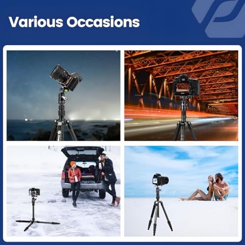Fotopro X-Go E2 Professional Carbon Fiber 59.88in/152CM Camera Travel Tripod with Monopod, FPH-42Q 360° Ball Head,1/4 inch Quick Release Plate and Bag for DSLR Camera (Payload 8KG) - Image 2