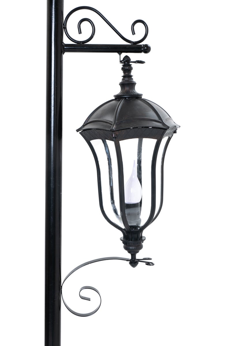 Christmas Lamp Post, Hanging Light & 50 Rice Lights, Greenery, 7ft - Image 2