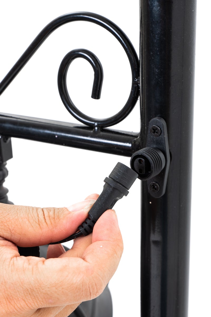 Christmas Lamp Post, Hanging Light & 50 Rice Lights, Greenery, 7ft - Image 4