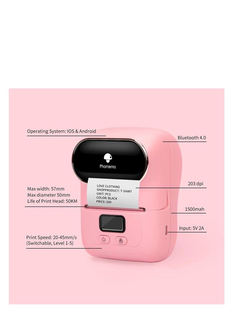 Phomemo-M110 Portable Bluetooth Thermal Mini Label Maker-Pink - Image 2