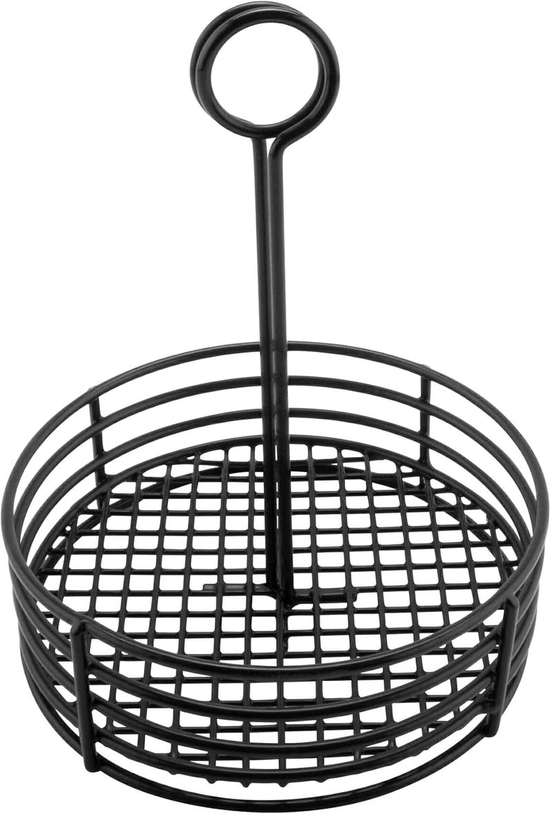 Get G.E.T. 4-31855 Black Round Stainless Steel Condiment Caddy Iron Polyethylene Coated Table Caddies Collection, 7.5" - Image 1