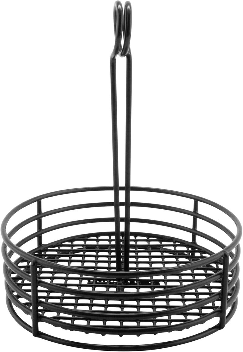 Get G.E.T. 4-31855 Black Round Stainless Steel Condiment Caddy Iron Polyethylene Coated Table Caddies Collection, 7.5" - Image 4