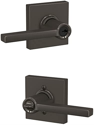 SCHLAGE F51A LAT 716 COL Latitude Lever with Collins Trim Keyed Entry Lock, Aged Bronze - Image 2