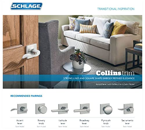 SCHLAGE F51A LAT 716 COL Latitude Lever with Collins Trim Keyed Entry Lock, Aged Bronze - Image 5