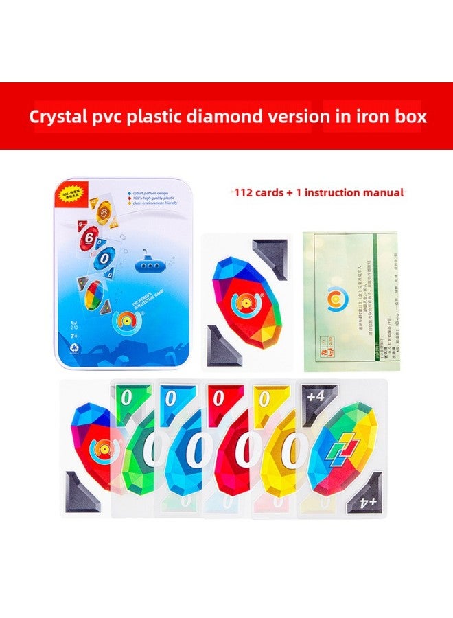 Genuine Uno Card Card Deno Uno Card Table Game Adult Party Casual Game-Color:Crystal Diamond Edition Iron Box  - Image 1