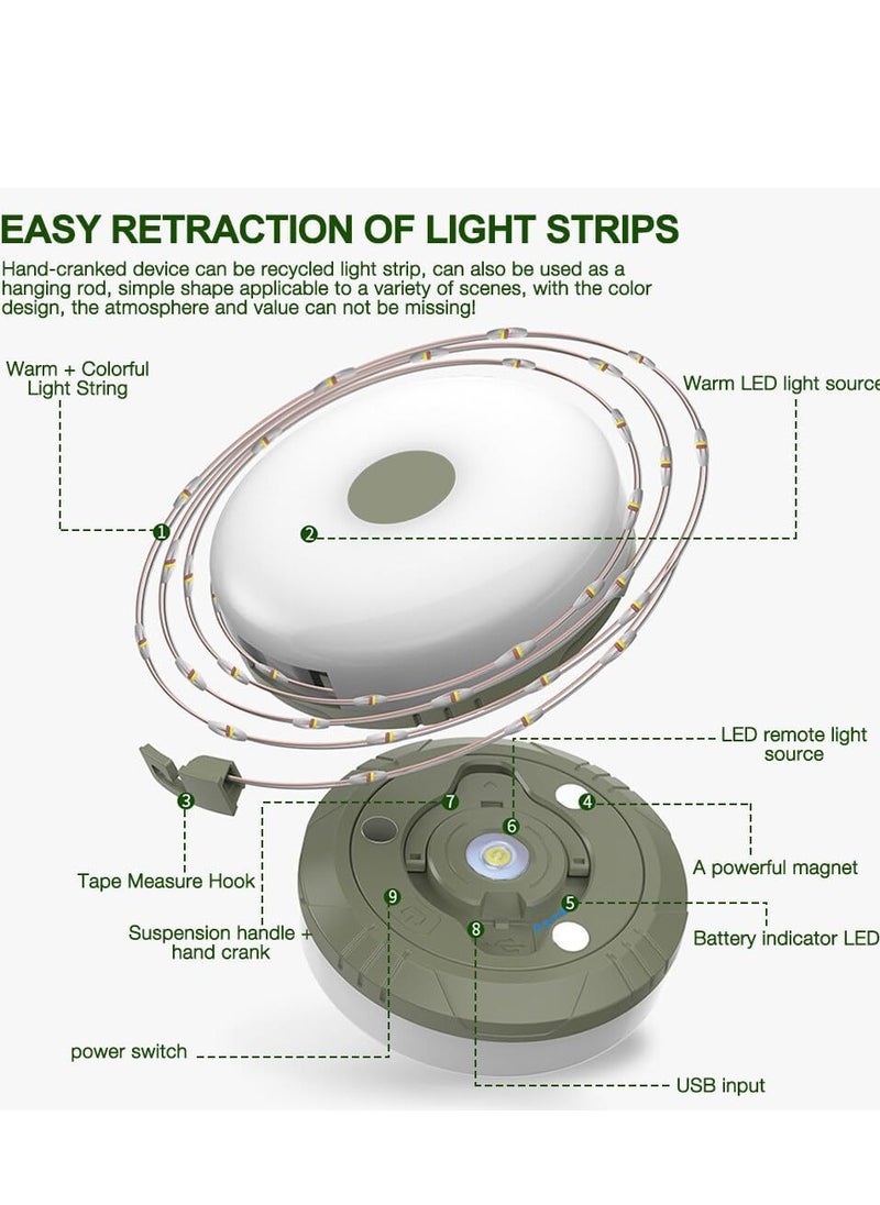 ELTRAZONE Camping String Lights, 10M Outdoor Waterproof Portable Stowable String Light, Warmyard Lights with 5 Lighting Modes, USB Rechargeable Outdoor String Lights for Camping Trips, RV, Hiking [Energy Class A]  - Image 5