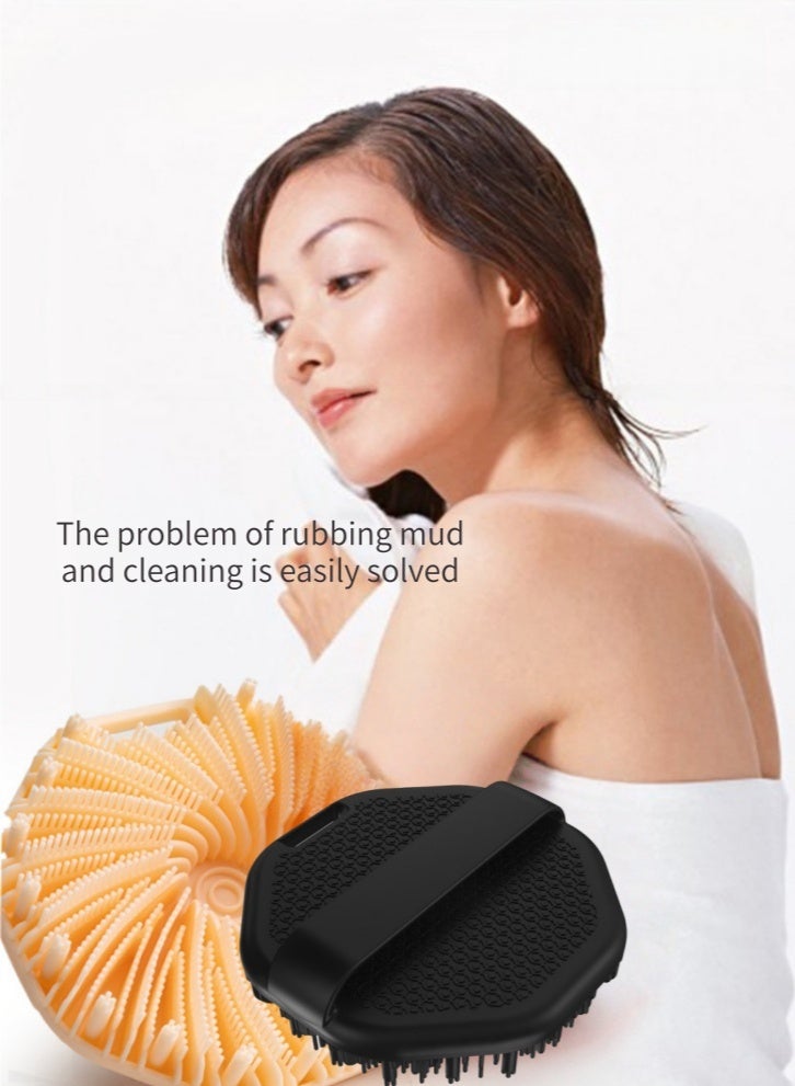 Lullaxx 2PCS Silicone Bath Brush, Body Scrub Brush, Lathers Quickly, Gently Exfoliates, Suitable For All Skin Types (Black And Orange) - Image 4